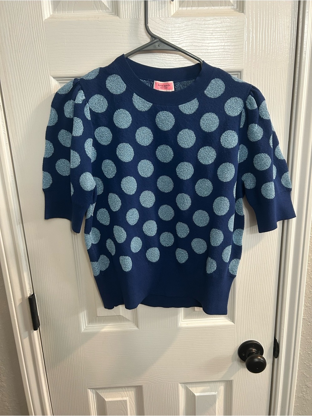 Kate Spade Seaside Dot Riverblue short sleeve sweater size medium